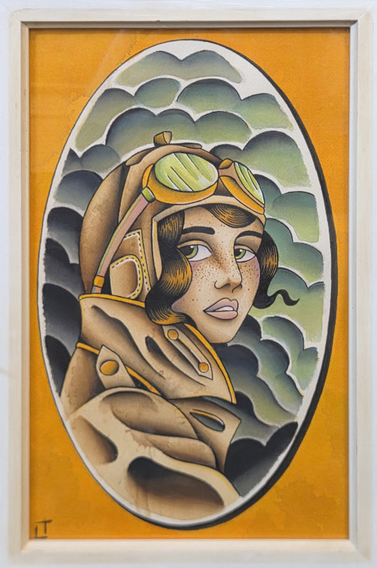 Original Aviatrice avec cadre 10″x16″
