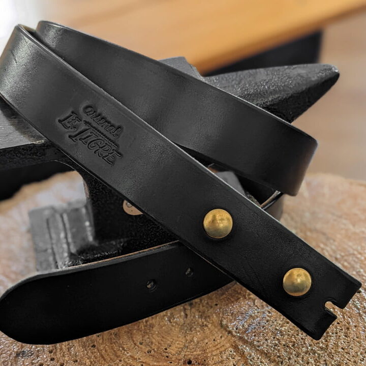 Ceinture à snaps modèle Tom Noir (1½″) 13 oz