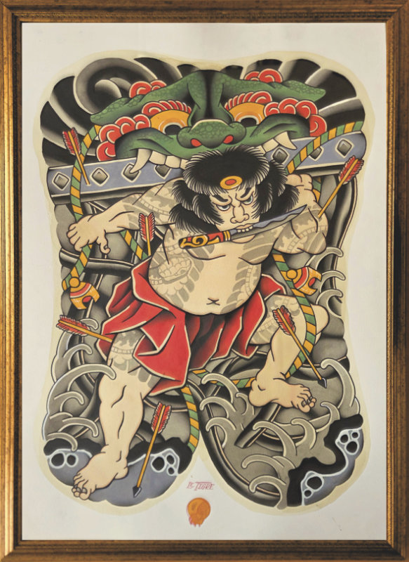 Original "Un bon Nageur" avec cadre 21.5″x30″