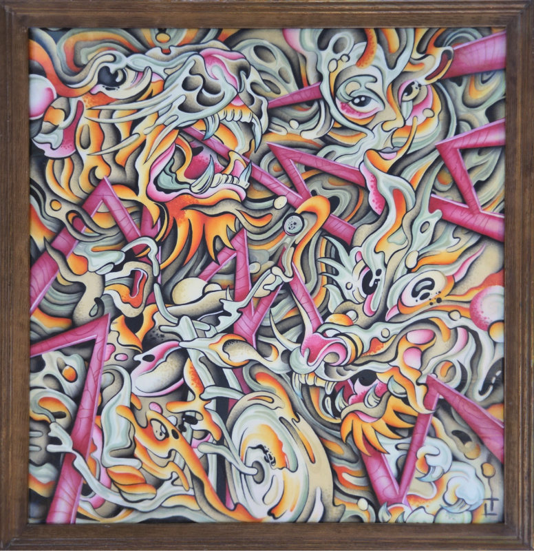 Original "Rider de la storm" 19.5"x21" avec cadre