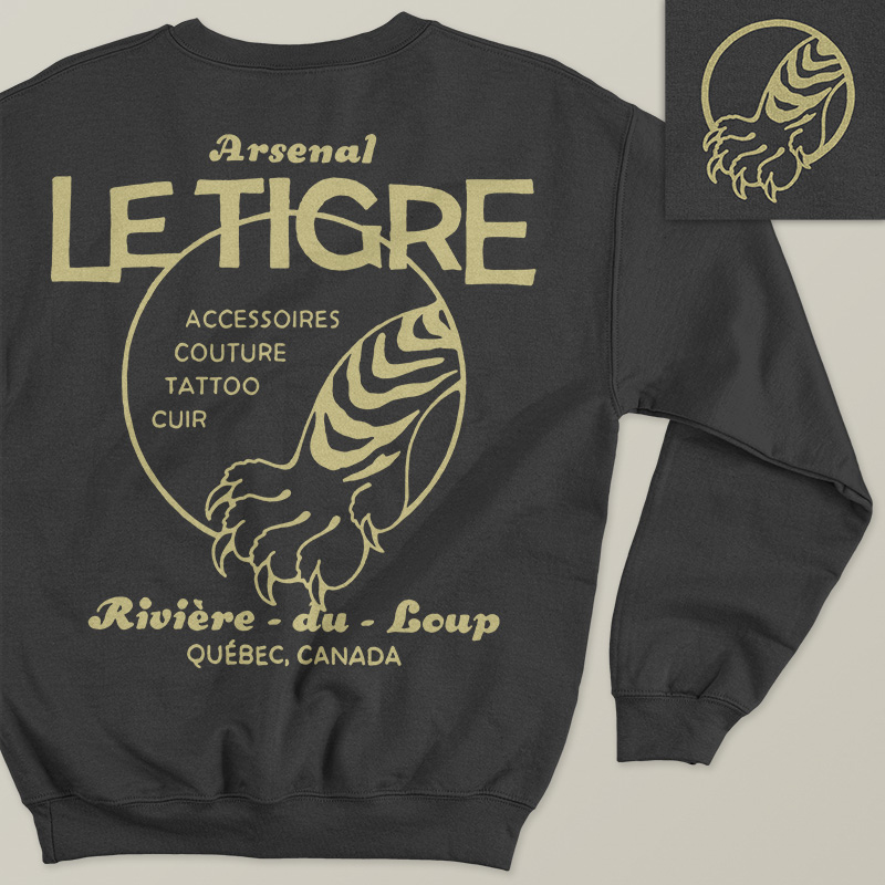 Crewneck Noir Patte de Tigre #60