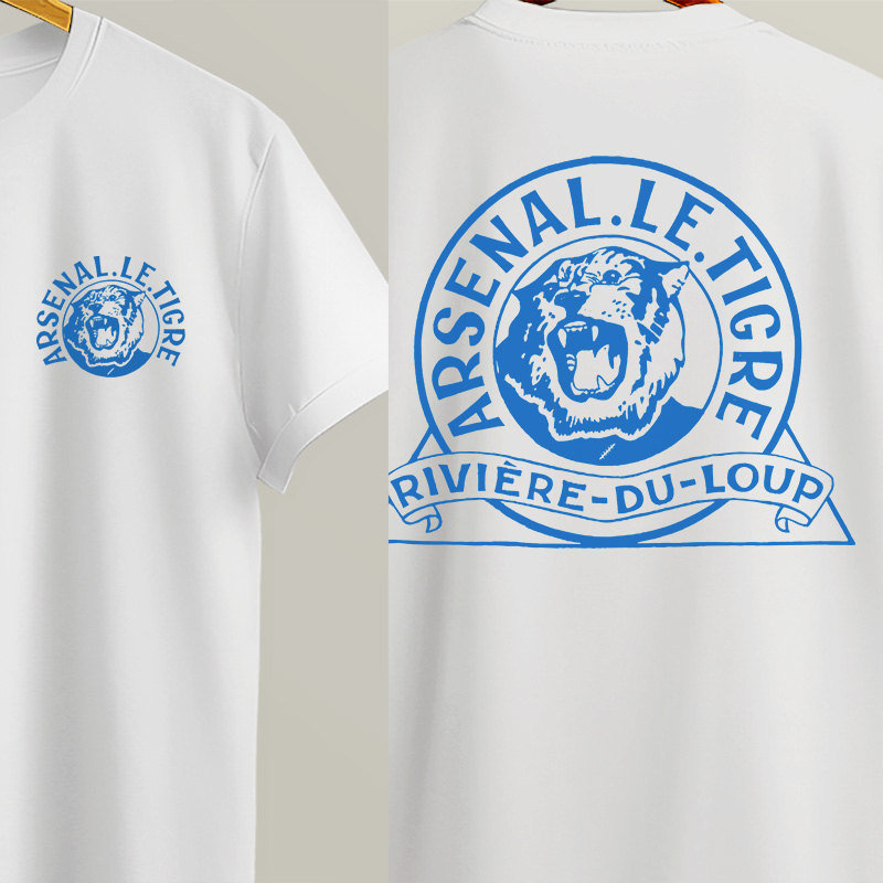 T-Shirt Blanc #1 Tigre Impression Bleu
