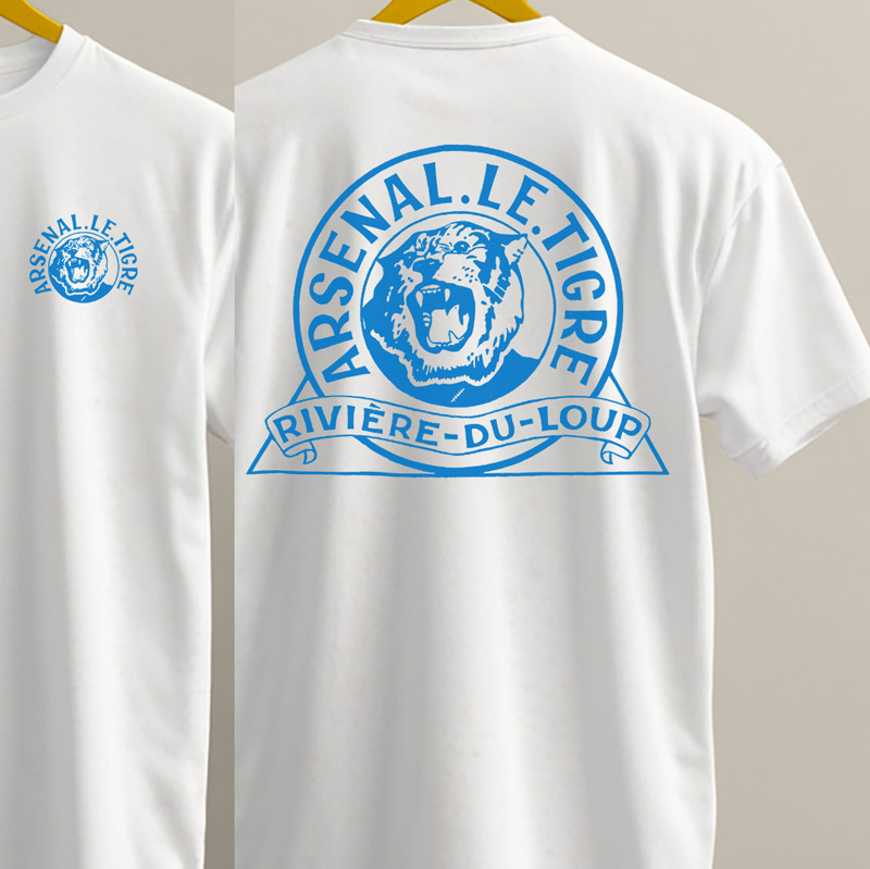 T-Shirt Blanc #1 Tigre Impression Bleu