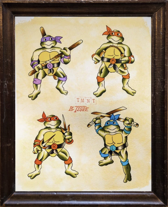 Original Flashes Couvarte Turtles avec cadre 12″x14.5″