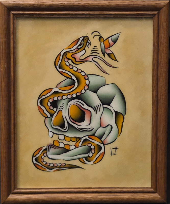 Original Skull Snake 9"x10" avec cadre